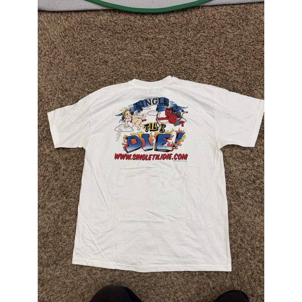 Vintage Hanes Y2K Rare Single Til I die T-Shirt White Graphic Mens Size Large